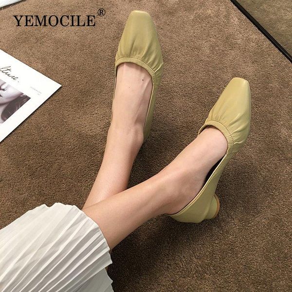 

yemocile весна осень офис daily обувь упругие mouth скольжению на женщин ретро площади toe насосы обувь на низком каблуке кожаные насосы 3 с, Black