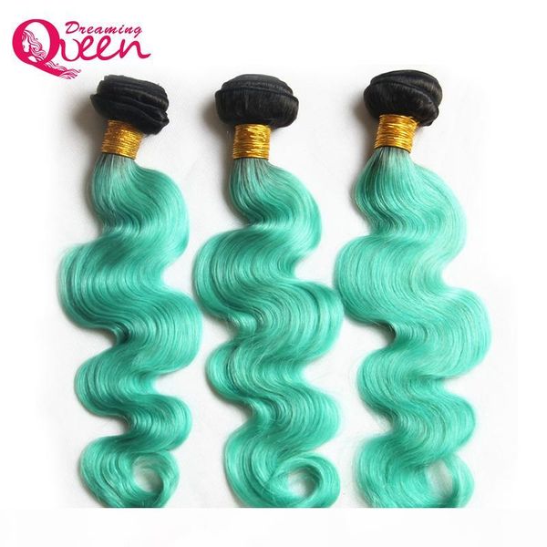 

#t1b light green ombre brazilian body wave human hair bundles brazilian virgin human ombre hair extensions 3 bundles body wave ombre weave, Black