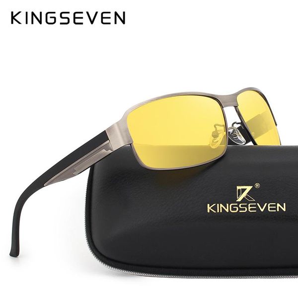 

kingseven yellow polarized sunglasses men women night vision goggles driving glasses driver aviation polaroid sun glasses uv400, White;black