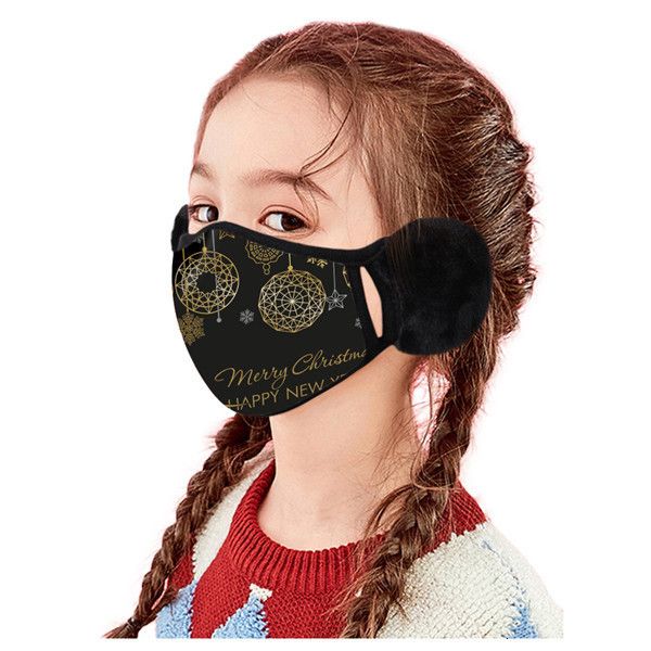 

factorymuffs printed christmas ear kids face masks with xmas anti dust fog snowflake mouth cover breathable washable reu