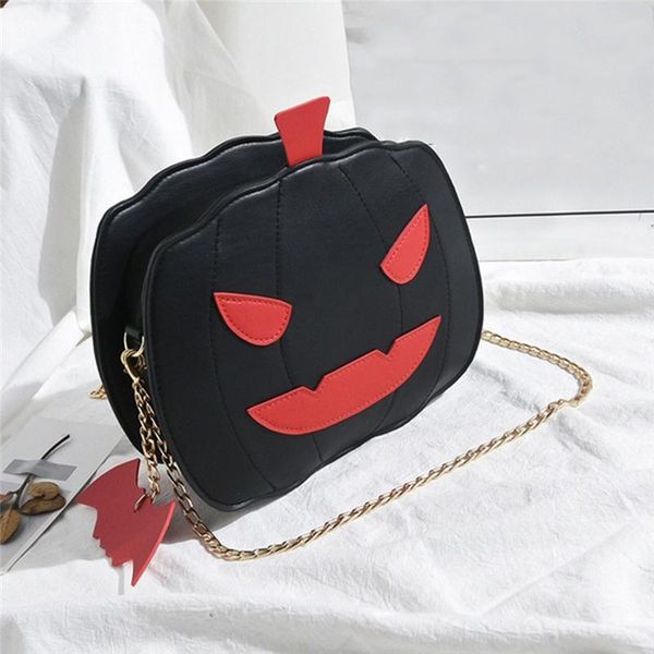 

cartoon cute pumpkin shoulder crossbody bag pu leather women halloween small chain messenger bags sac a dos bolsas feminina flap