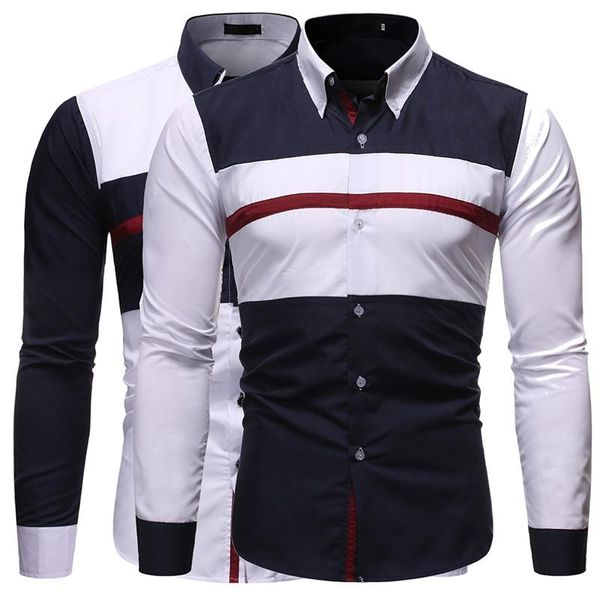 

men's casual shirts 2021 men long-sleeved shirt blue white stitching mens man camisa green khaki gray, White;black
