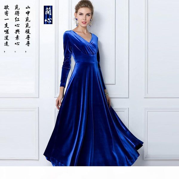 

new spring fashion v neck gorgeous shimmer velvet stretchy maxi long dress women formal evening clothing plus size s-xxl, Black;gray