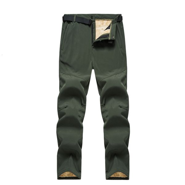 

2021 new men outdoor waterproof trekking and camping fur lined outside sports trousers male winter pants thicken warm wyih, Black