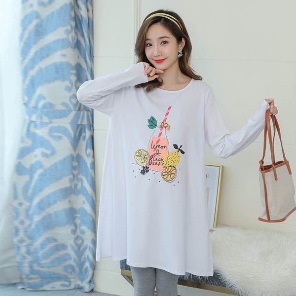 

pregnant women's long sleeve autumn clothes maternity clothesmaternity clothesskirt 2020 autumn fashion loose cotton t-shirt pregnan, Black;gray