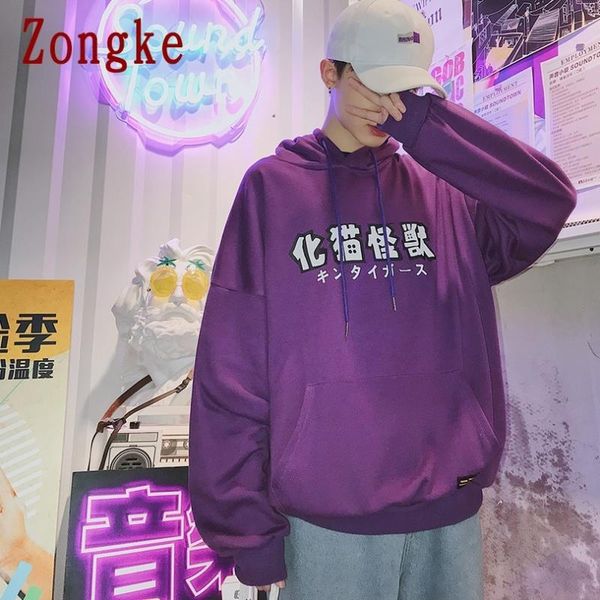 

zongke 2020 new hoodies pullover japanese hop hip fashion streetwear hooded sweatshirts men m-2xl nvdwj, Black