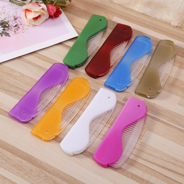 

new 1pc colorful travel plastic mini hair comb brush women foldable massage hairdressing tool hairbrush, Silver