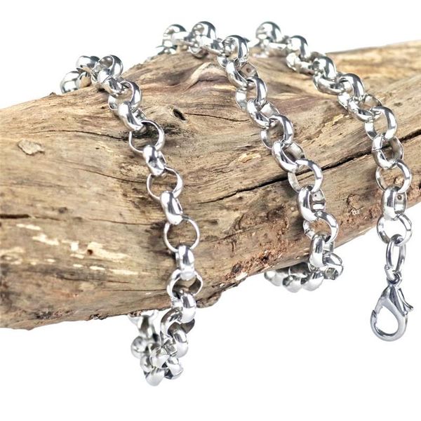 

7mm rolo chain necklace gold stainless steel men belcher chain necklace hippie hip hop jewelry fathers day gift, Silver