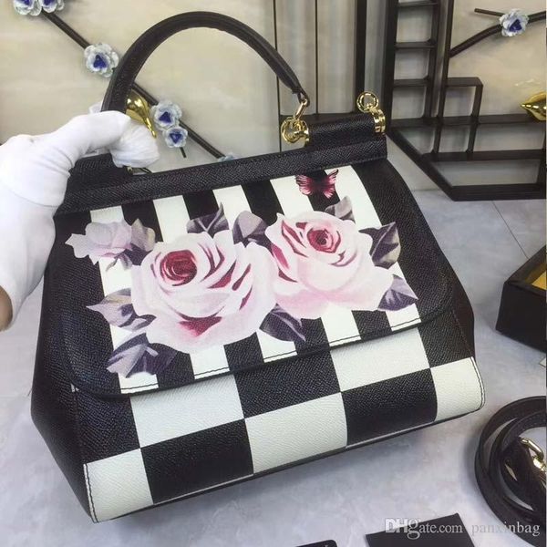 

lady plaid handbag patent leather rivets tote bag with charms lambskin miss bag