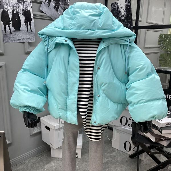 

2020 new fashion casual women's clothing hooded drawstring padded jacket to keep warm bread jacket1, Black