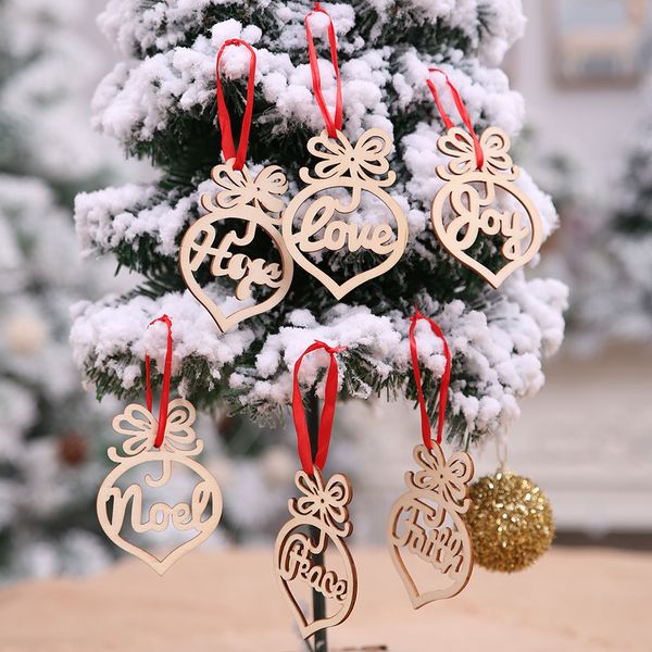 

christmas decorations 6pcs merry for home wooden hollow ornaments tree hanging pendant decoration xmas year decor