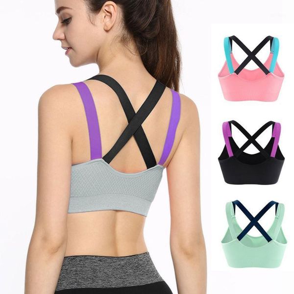 

push up cross strap sports bra women fitness yoga gym running padded tank sport athletic vest underwear shockproof1, White;black