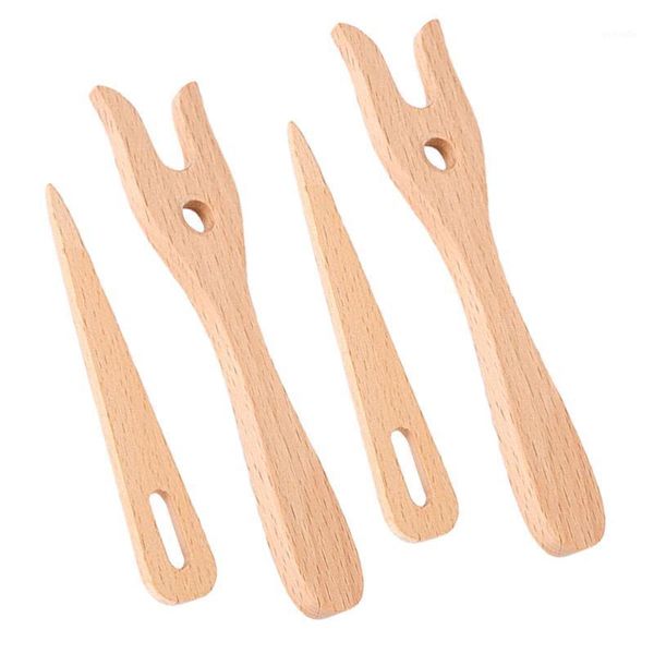 

2 sets knitting fork wooden cord making hand cut lucet fork ancient cording tool braider with eye needle for kids pract1, Black