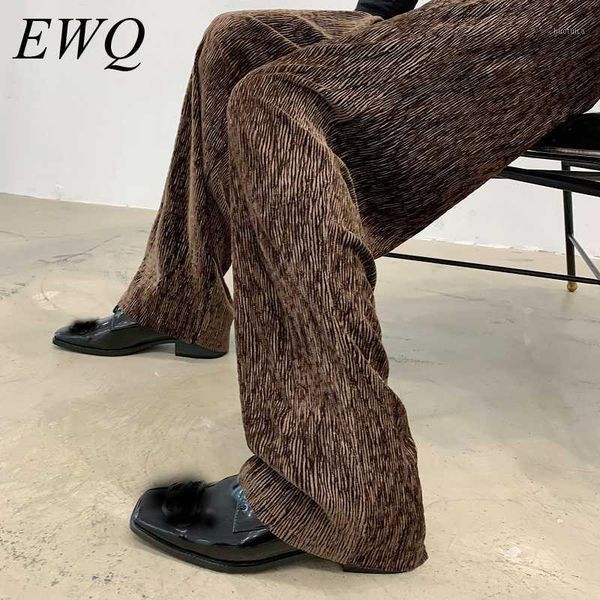 

ewq / men's wear 2020 spring summer fashion velvet pelated trousers for men design loose vertical directly trousers tide 9y10341, Black