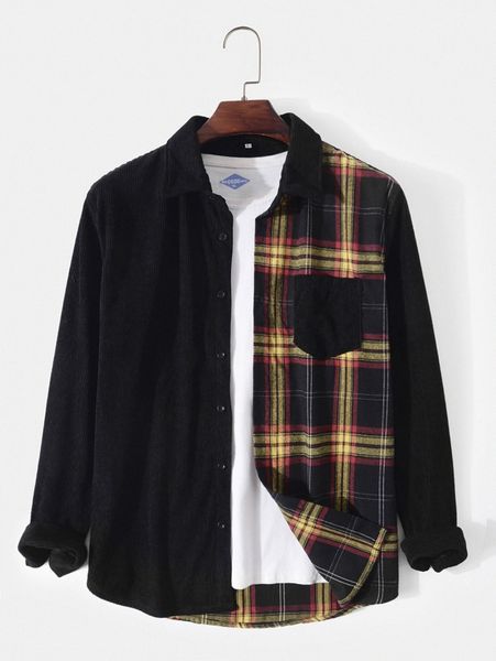 

men plaid button up shirt without tee m7ik#, White;black