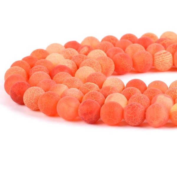 

natural frost cracked agates orange stone beads round loose spacer beads for jewelry making diy bracelet handmade 4/6/8/10/12mm
