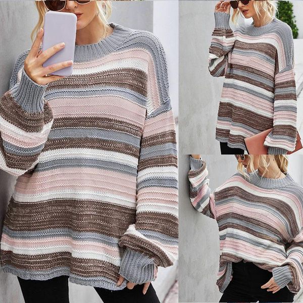 

new women's fashion round neck pullover knit stitching personality sweater, White;black