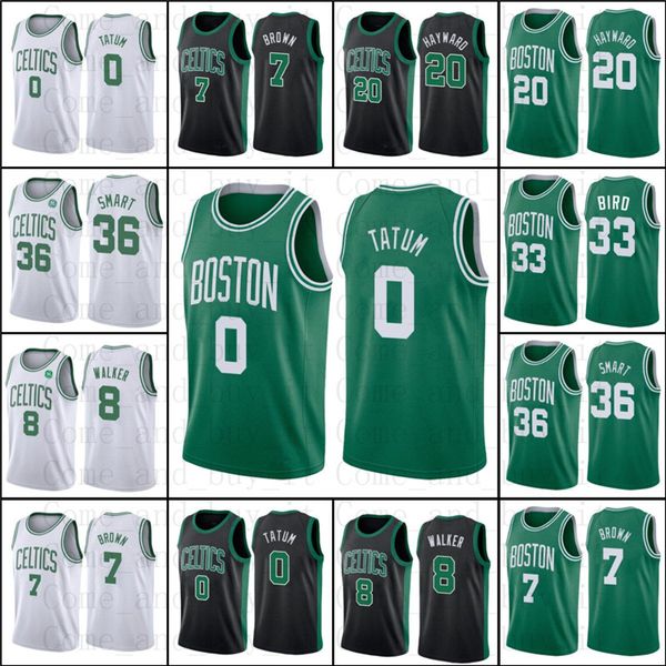 

boston celtics jayson 0 tatum kemba 8 walker larry 33 bird jaylen 7 brown jerseys marcus gordon smart hayward basketball jersey z5, Black;red
