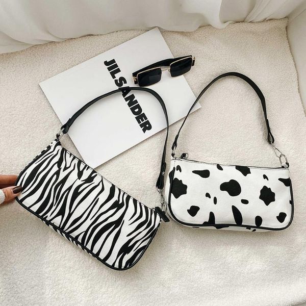 

youth ladies simple versatile bag women cow zebra print shoulder underarm bag portable lady casual handbags totes