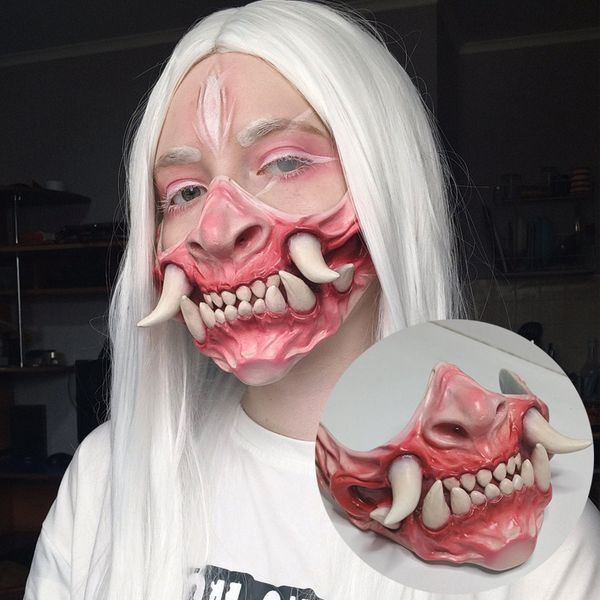 

costume accessories anime creepy masks cosplay latex halloween afangs mask for face demon cosplay masks, Silver