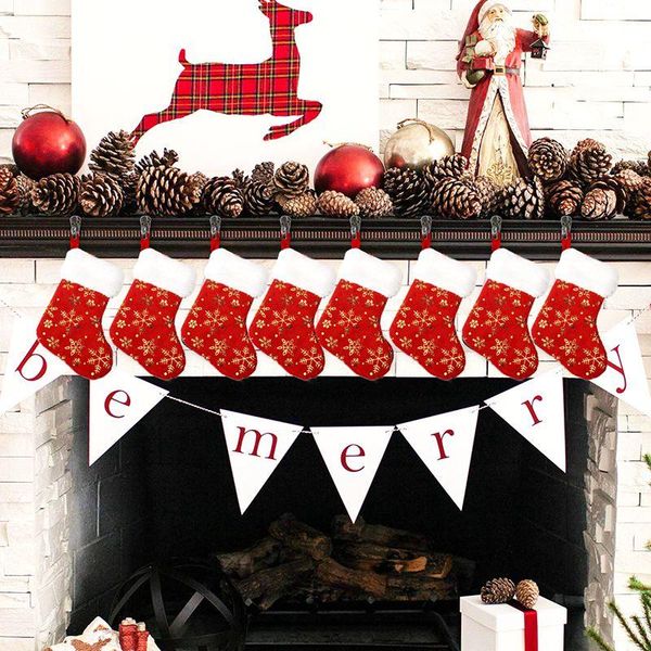 

christmas decorations 4pcs/set large stockings gifts cloth snow socks xmas lovely gift bag for children fireplace tree decoration