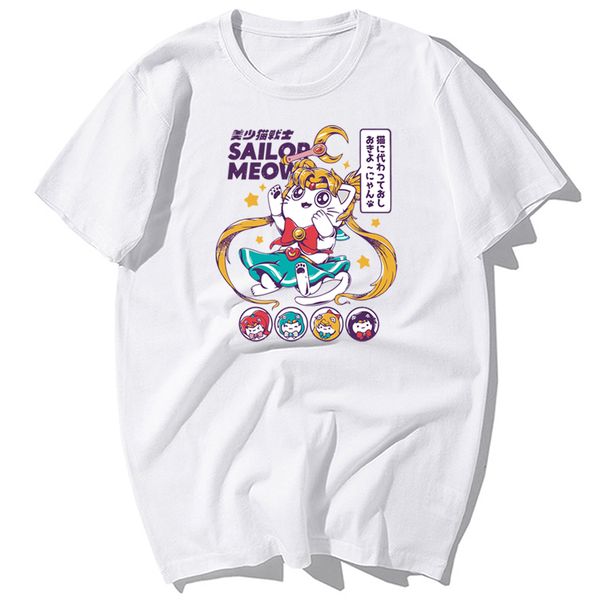 

япония аниме прекрасный sailor moon cute cat summer casual короткий рукав harajuku streetwear спорта толстовка с капюшоном толстовка мужчины