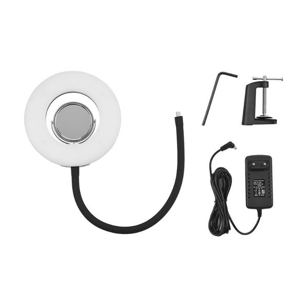 

andoer table8inch 5500k led ring video light 24w dimmable fill light w/ makeup mirror deskclip bendable pole for vedio live