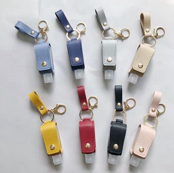 

sanitizer keyrings pu sanitizer bottle case women tassel keychain pendant hand sanitizer holder carrier girl accessories 50pcs 16 style 5820, Red;brown