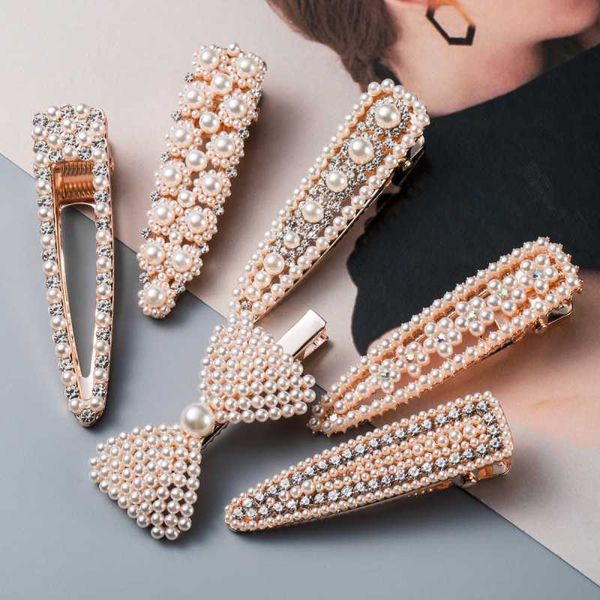 

find me geometric alloy hair pins for women bowknot imitation pearl rhinestone hair clips fashion jewelry accessories wholesale, Golden;silver