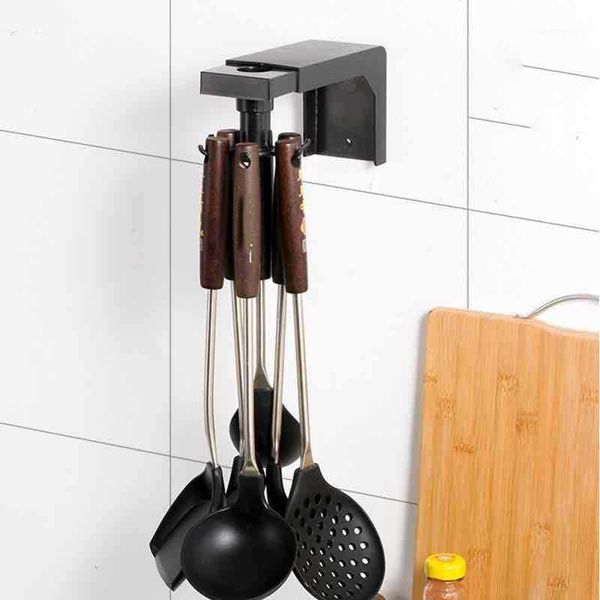 

360 rotating hooks wall mounted tableware hang rack bathroom towels 4 6 hooks holder organizer storage shelf for kitchen gadgets1