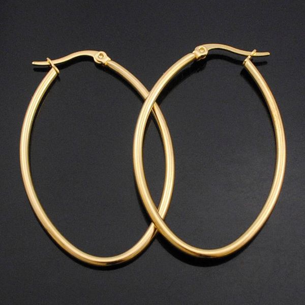 

hoop & huggie atgo lady simple big/small oval earrings smooth 2021 loop for women jewelry gift be1202, Golden;silver