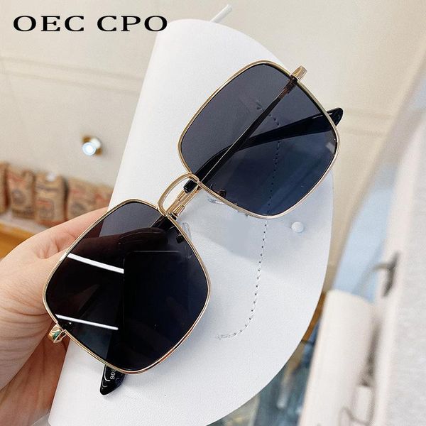 

oec cpo metal square sunglasses women men new fashion black shades sun glasses men vintage eyewear uv400 steampunk glasses o799, White;black