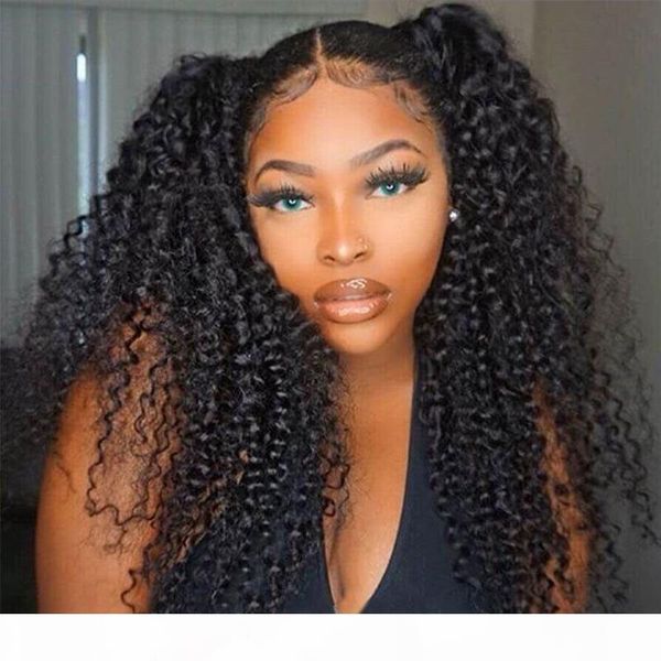 

360 lace frontal wig with baby hair 250 density mongolian kinky curly bob 13x6 lace front human hair wigs 370 dolago wig, Black