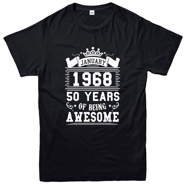 

2020 men t shirt fashion fifty years of being awesome t-shirt, january 1968 inspired tee tee shirt sport hooded sweatshirt hoodie