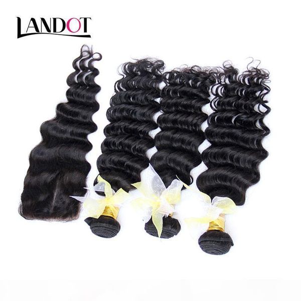 

brazilian deep wave curly virgin hair with closure unprocessed brazilian deep curly human hair weaves 3 bundles and lace closures 4x4 size, Black