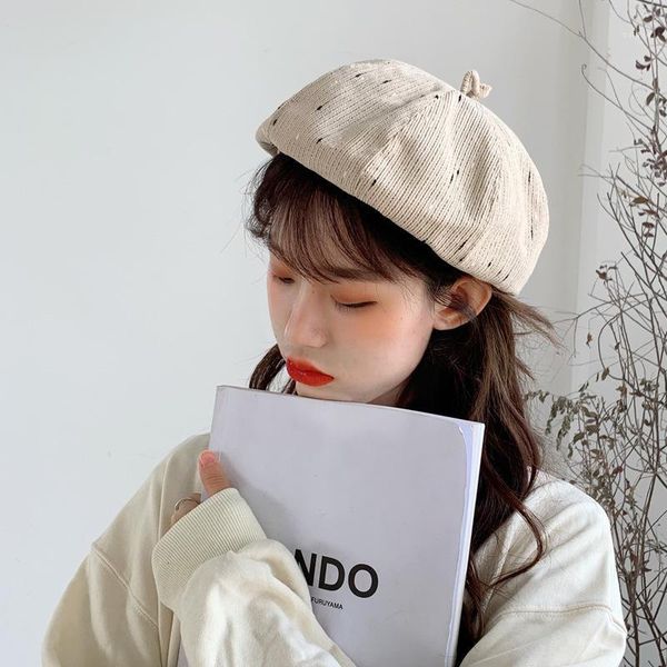 

boinas para mujer autumn japanese retro snowflake dot corduroy beret hat bone masculino casquette sombrero czapka zimowa fashion1, Blue;gray