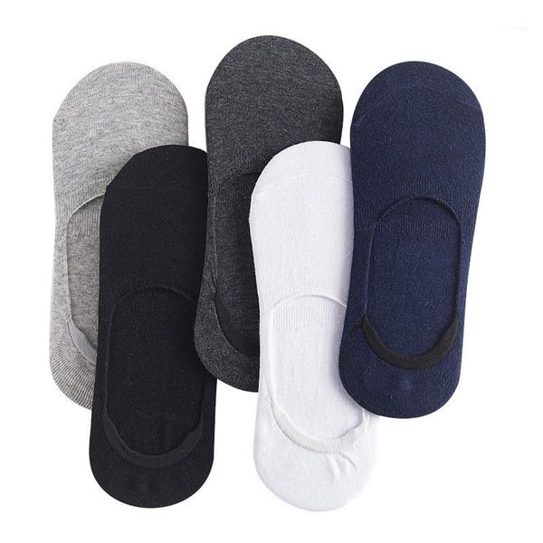 

10 pairs men non-slip silicone socks solid color invisible boat socks summer absorb care skin cotton sock slippers1, Black