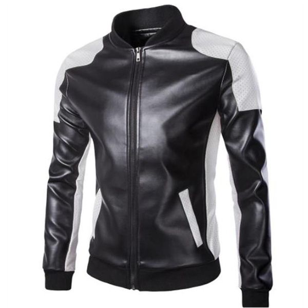 Plus Size Men Leather Jackets Fashion Trend Inverno gola Casacos Designer Brasão Masculino New Zipepr Magro Jackets