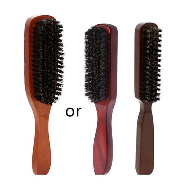 

hair brush wood handle boar bristle beard comb styling detangling straightening ha jllipf, Silver