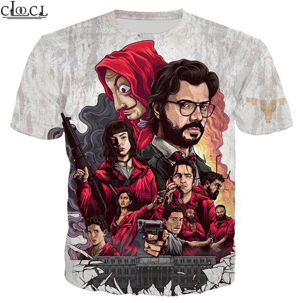 

la casa de papel t shirt 3d print women men short sleeve sweatshirts money heist the paper house casual streetwear 1005, White;black