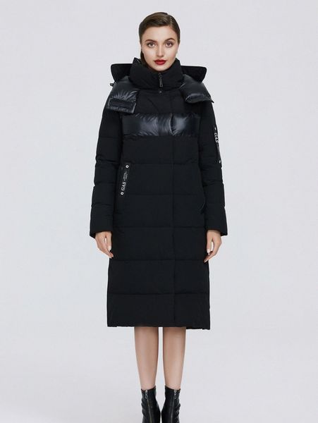 

gasman letter patched detail hooded puffer coat f7gh#, Black