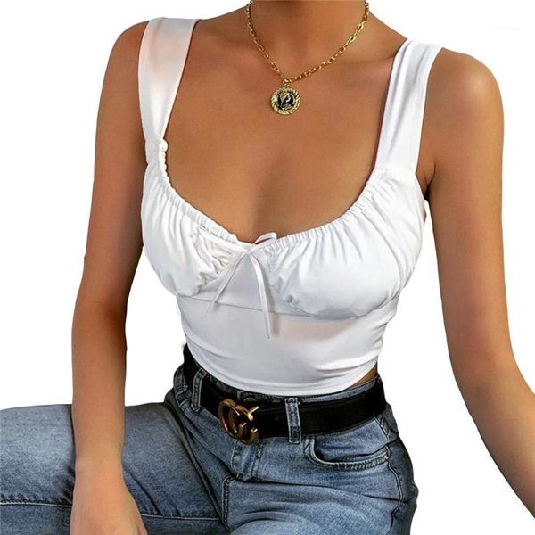 

fashion womens 2020 summer sleeveless crop vest solid color tank, White