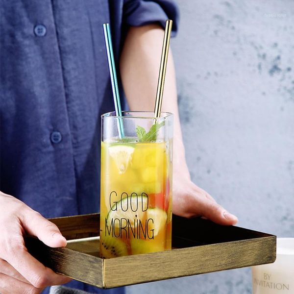 

4 pcs reusable straight drinking straws metal stainless steel eco-friendly 10.5in straw with cleaning brush bar party accessory1