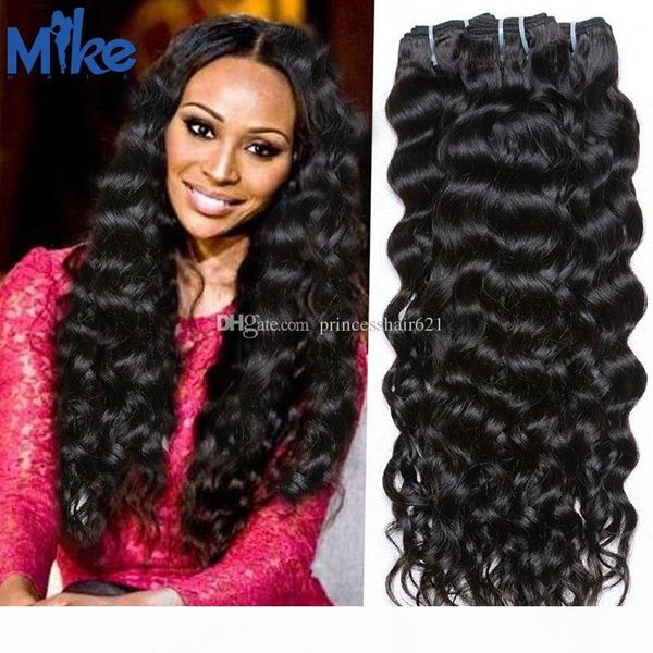 

mikehair most popular brazilian human hair deep body wave natural color wavy hair extensions 100% unprocessed human hair bundles 3pcs lot, Black