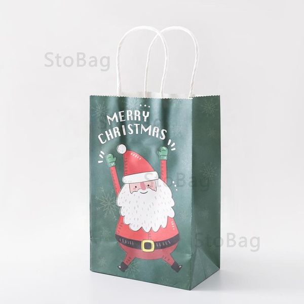 

stobag 10шт сумки рождество хранения партии ручной выпечки подарков украшение упаковка бумажные пакеты санта-клауса baby shower празднуйте j