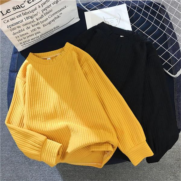 

kawaii yellow women long sleeve pullover harajuku 2020 autumn winter coat loose fleece thickening hoodi o neck sweatshirt female, Black