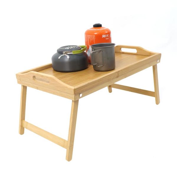 

20.5x12.2x8inch portable bamboo wood bed tray breakfast lapdesk serving table folding leg lapdesk