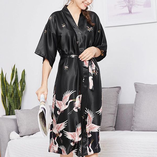 

women bride bridesmaid satin robe wedding gift sleeping bathrobe night-robe nfe991, Black;red