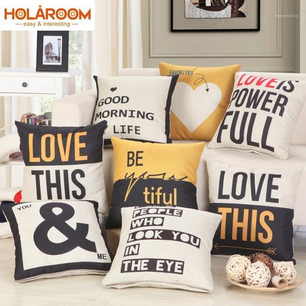 

latest mediterranean style letters printed sofa cushion 45x45cm cotton and linen pillowcases living room decorative throw pillow1