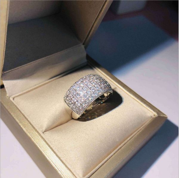 

amazon white gold plated zircon ring fully-jewelled chao shan ms. gem ring ornament wholesale, Silver